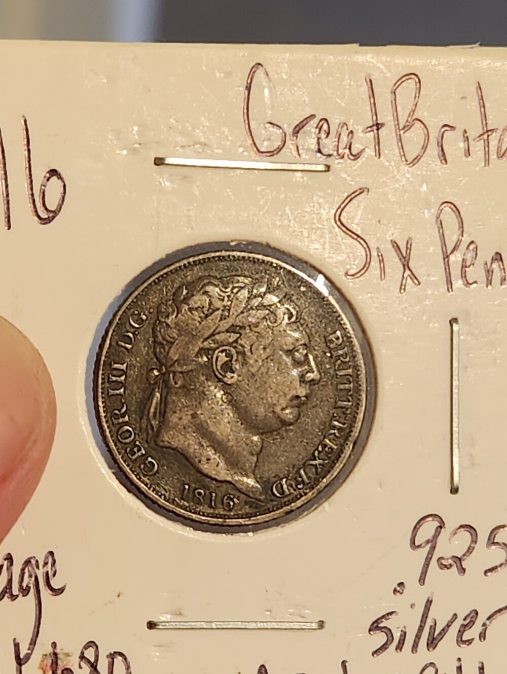 GENUINE 1816 GREAT BRITAIN 6 PENCE HIGH GRADE WORLD SILVER COIN OLD PATINA